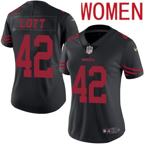 Women San Francisco 49ers #42 Ronnie Lott Nike Black Vapor Limited NFL Jersey->women nfl jersey->Women Jersey